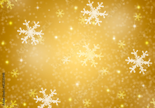 Golden winter background christmas magic decor.