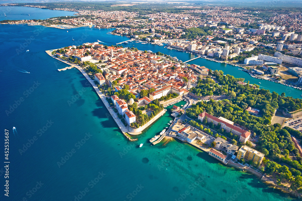 City of Zadar archipelago and historic peninsula aerial view
