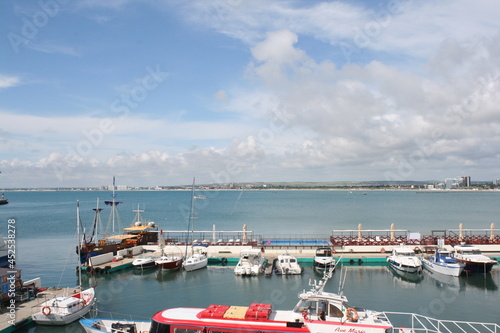 Small port or marina in summer