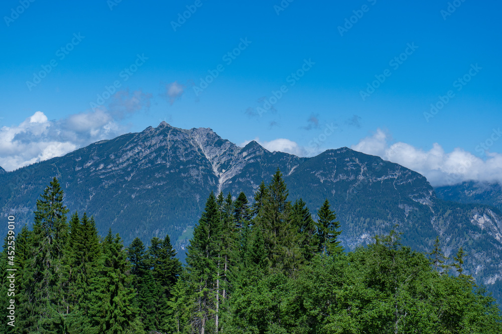 View from the Eckbauer mountain over the Bavarian Alps near Garmisch-Partenkirchen 