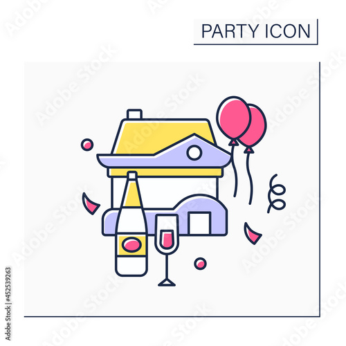Housewarming color icon. Celebration in honor of buying new residence. Celebrating concept. Isolated vector illustration