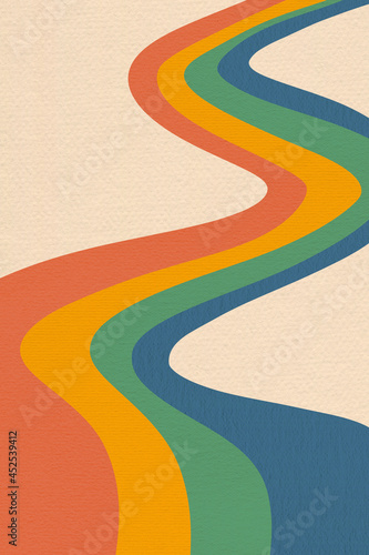 Rainbow road. Hippie retro poster.