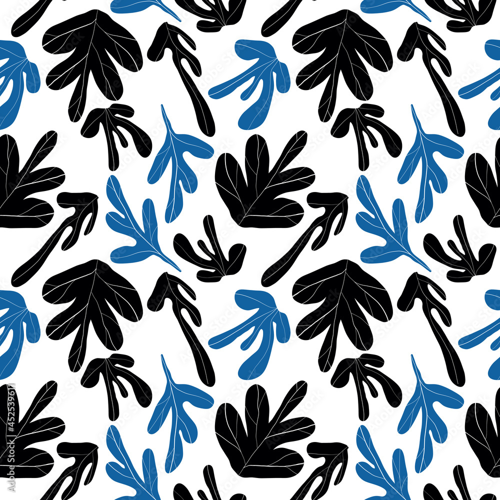 Fototapeta premium Seamless pattern with leaves. Tropical background.