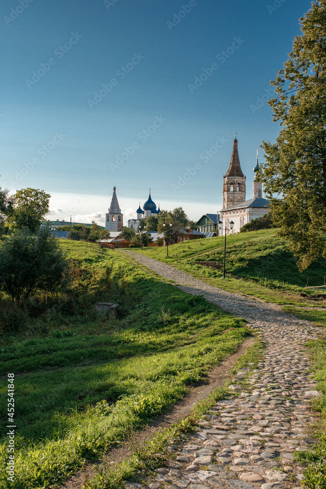 Summer Landscape of the city of Suzdal With the White Orthodox Church and the Kremlin Summer Landscape of the city of Suzdal With the White Orthodox Church and the Kremlin