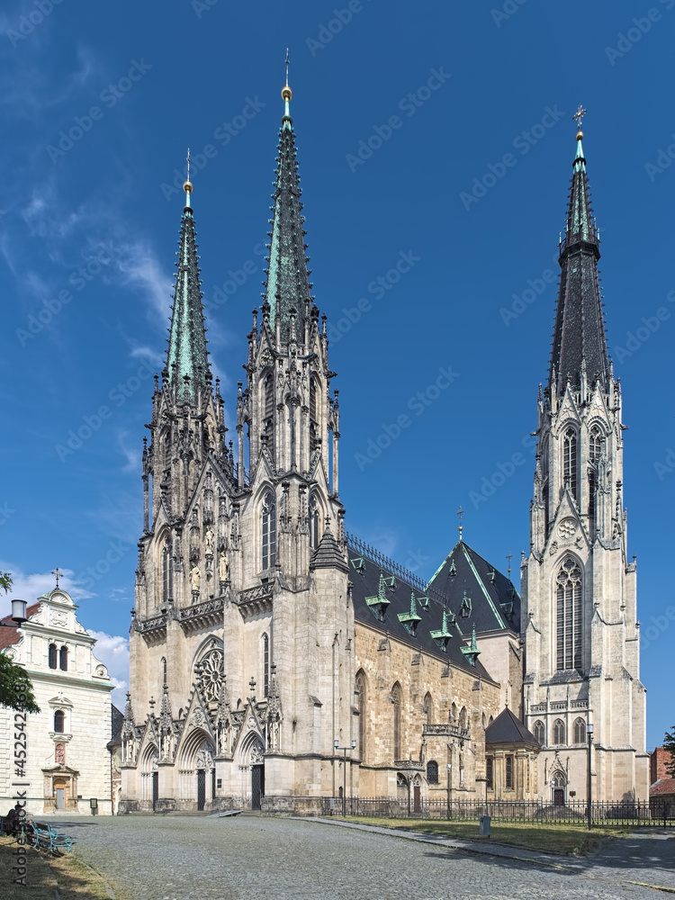 St. Wenceslas Cathedral and Chapel of St. Anna in Olomouc, Czech Republic. The cathedral was consecrated in 1131. Present neo-Gothic appearance is from 1883-1892. The chapel is first mentioned in 1349