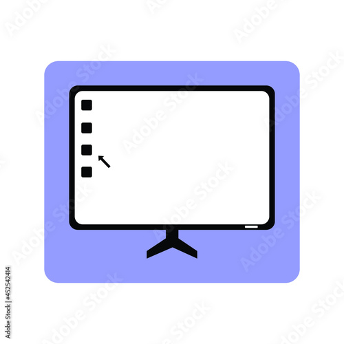 Computer pc monitor web icon vector. Monitor icon in flat style on blue background. Vector isolated illustration.