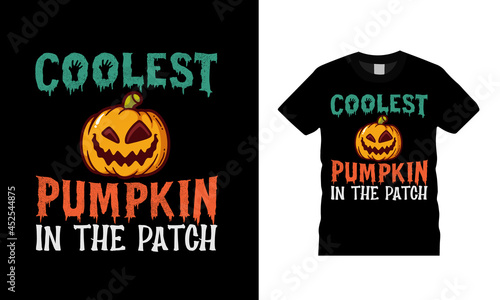 Coolest Pumpkin T shirt, apparel, vector illustration, graphic template, print on demand, textile fabrics, retro style, typography, vintage, Halloween T shirt Design