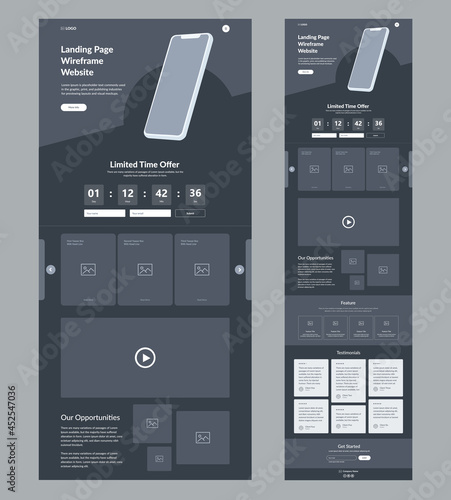 Landing page wireframe.