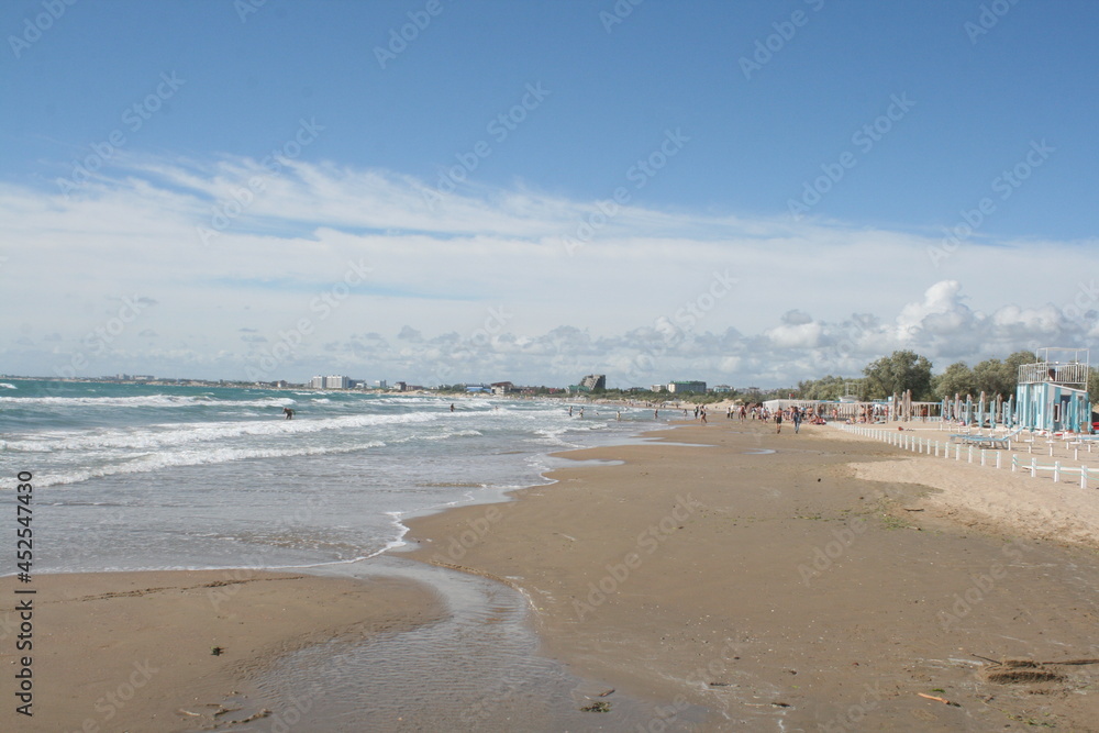 Black Sea coastline, sandy beach, waves