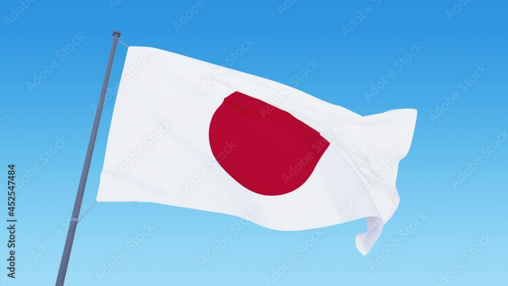 Japanese flag video. 3d ensign of Japan loop footage at day light ...