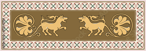 Vector mockup: medieval lion (monster) and gothic ornament