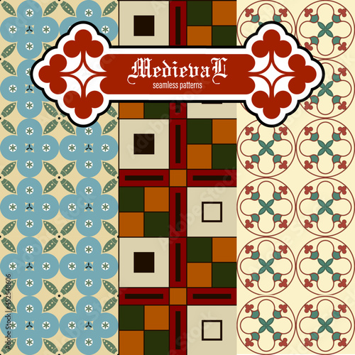Set of seamless pattern in the style of medieval gothic