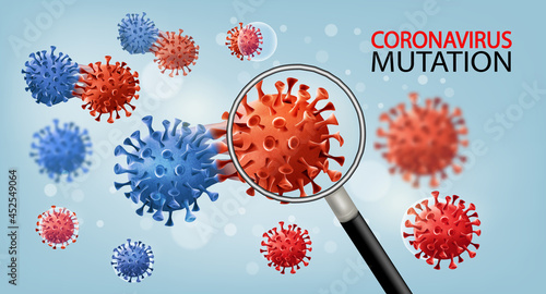 Coronavirus mutation background. Mutating virus concept and new coronavirus Delta variant outbreak. Vector