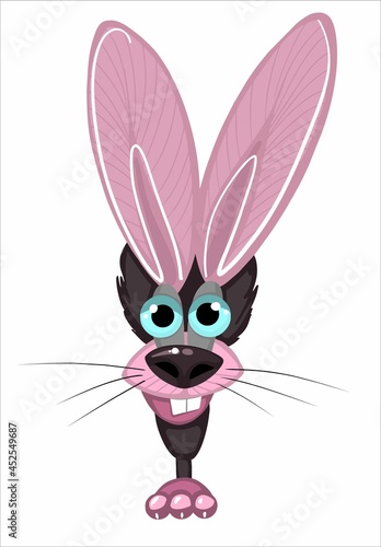 A funny monster that looks like a hare. The character is fictional. Vector.