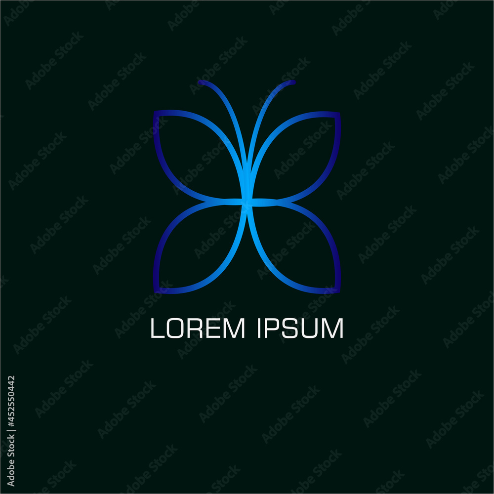 vector logo design butterfly with a light blue gradient, the logo can be used for your brand, web, favicon, etc vector logo design butterfly with a light blue gradient, the logo can be used for your brand, web, favicon, etc