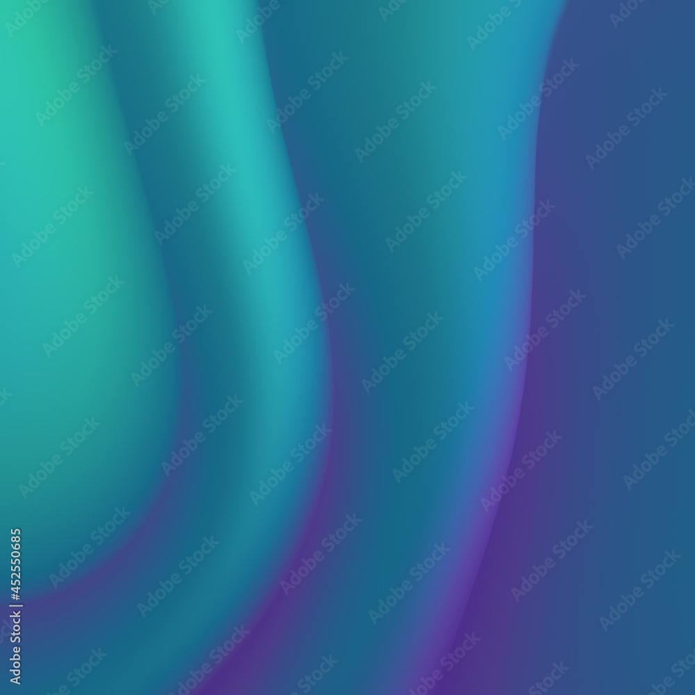 Naklejka premium Wavy curved fluid shapes with trendy holographic gradient. Color flow background. 3d rendering digital illustration