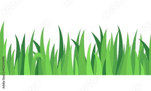 Seamless grass. A strip of dense vector grass without borders and seams. Vector illustration.