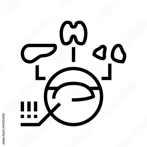 multiple endocrine neoplasia endocrinology line icon vector. multiple endocrine neoplasia endocrinology sign. isolated contour symbol black illustration