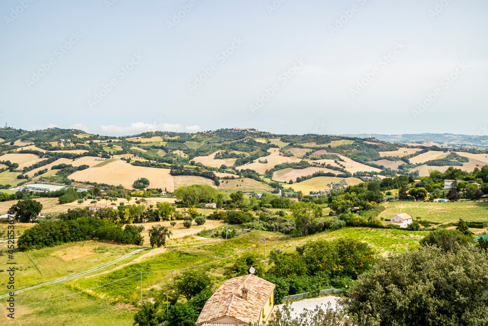 View from the town of Offagna on the Marche countryside, Marche - Italy