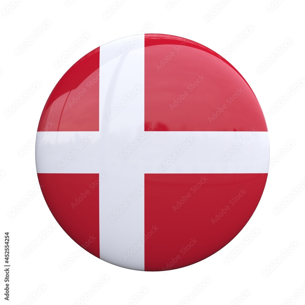 Denmark national flag badge, nationality pin 3d rendering Denmark national flag badge, nationality pin 3d rendering