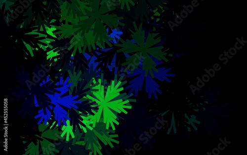 Dark Blue  Green vector natural background with flowers.
