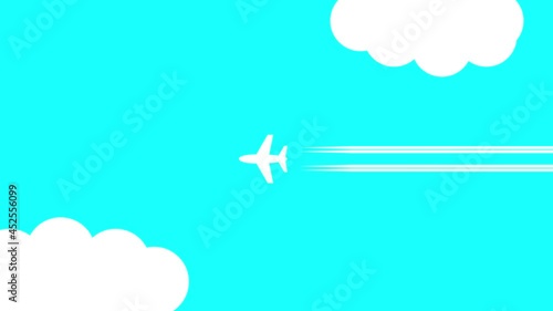 【フラット】空を飛ぶシンプルな飛行機【カメラ移動】