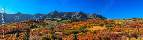 Panoramic view scenic Mount Sneffels range at continental divide in Colorado during autumn time photo