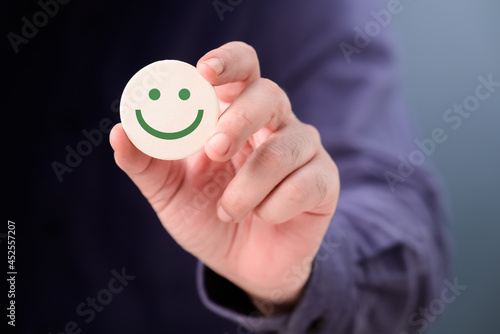 Businessman Show Smiley Face Icon