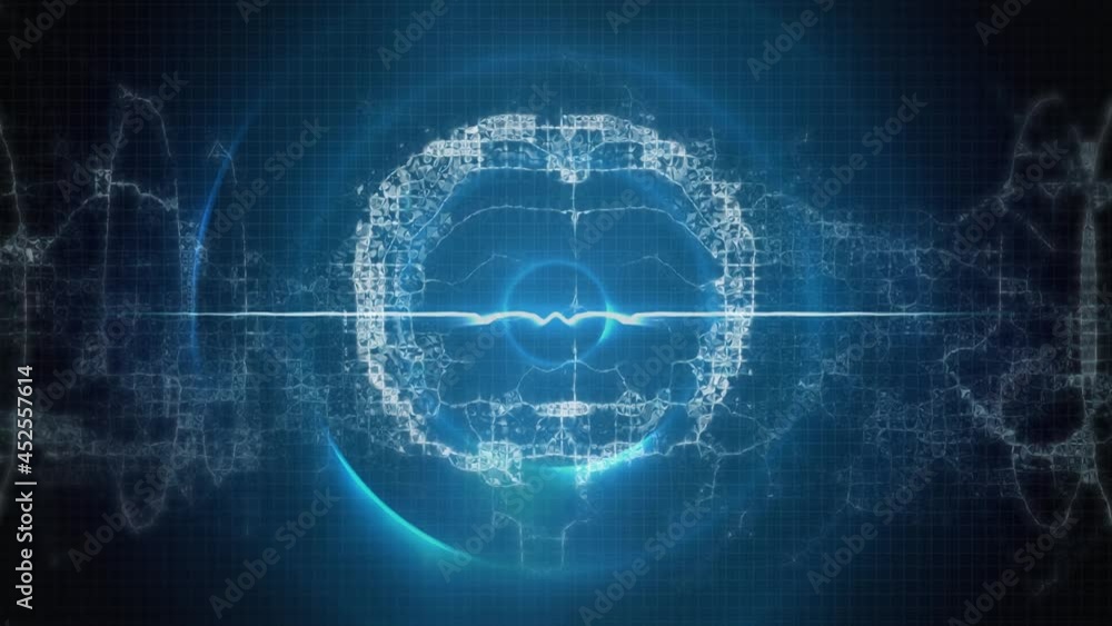 Animation of human brain over blue circles Animation of human brain over blue circles