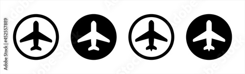 Airplane icon. Aircrafts flat style. Aeroplane circle design.