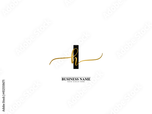 Letter IH Logo, creative ih hi signature logo for wedding, fashion, apparel and clothing brand or any kind of business