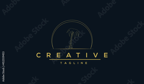 Abstract design summer logo template with palm tree.