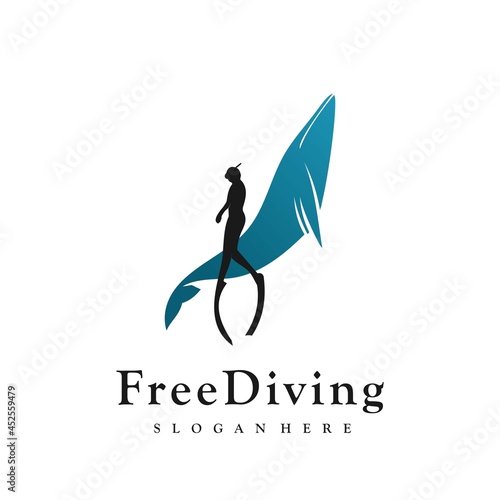 illustration scuba freediving logo design concept photo