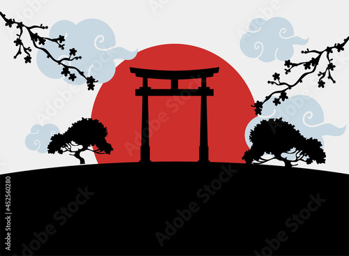 silhouette torii gate japanese