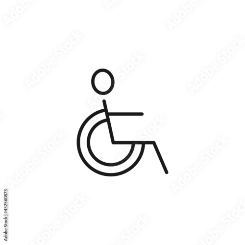 Line icon of  faceless person with disabilities on wheelchair