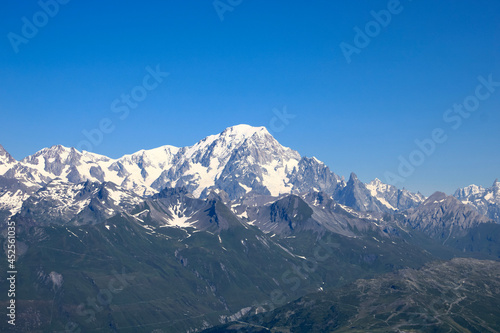 View of the Mont Blanc massif. Mountainous landscape in summer. © Bruno