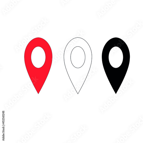location vector icon set outline, fill, coloured icon