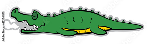 Cartoon Illustration of Big Fat Alligator sleeping and snoring because satiation, best for decal, mascot, and logo with predator animal themes