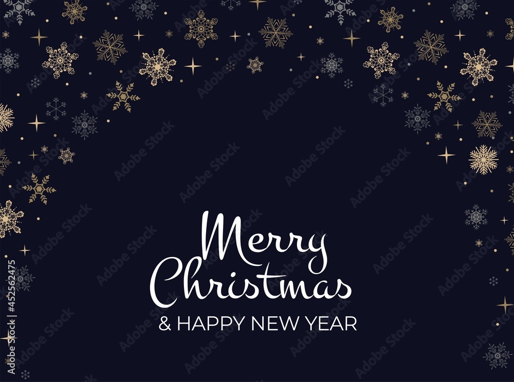 Merry Christmas and Happy New Year elegant greeting card with snowflakes, Christmas luxury design for invitation,banner,poster,web, background, wallpaper, mobile. Linear snowflakes holiday design