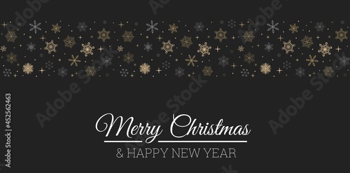 Merry Christmas and Happy New Year elegant greeting card with snowflakes, Christmas design for invitation,banner,poster,web, background, wallpaper, mobile. Linear snowflakes holiday design