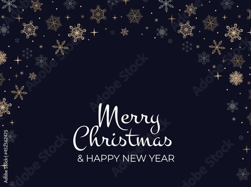 Merry Christmas and Happy New Year elegant greeting card with snowflakes  Christmas luxury design for invitation banner poster web  background  wallpaper  mobile. Linear snowflakes holiday design