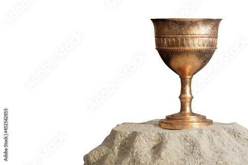 Old chalice isolated on  white background. 3D Render photo