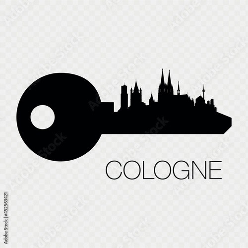 Vector illustration of a key with the Cologne city on transparent background.