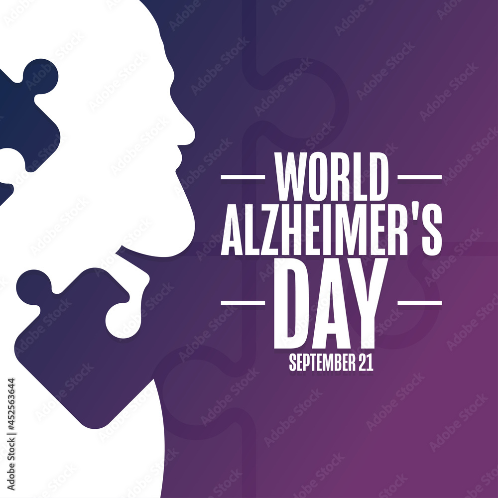World Alzheimer's Day. September 21. Holiday concept. Template for background, banner, card, poster with text inscription. Vector EPS10 illustration.