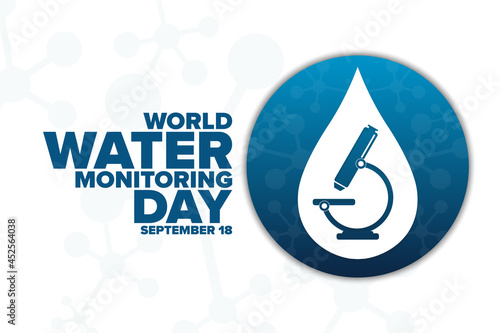 World Water Monitoring Day. September 18. Holiday concept. Template for background, banner, card, poster with text inscription. Vector EPS10 illustration.
