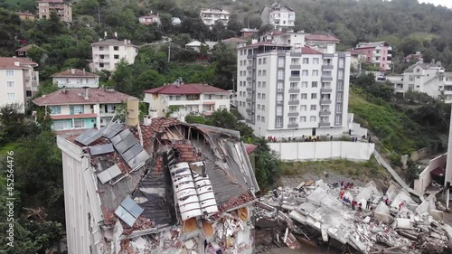 Sinop, Ayancik, Turkey - August 21 2021: Floods hit Turkey’s Black Sea provinces. Sinop Ayancik. A new wave of floods due to heavy rains hit Turkey’s northern Black Sea provinces. photo