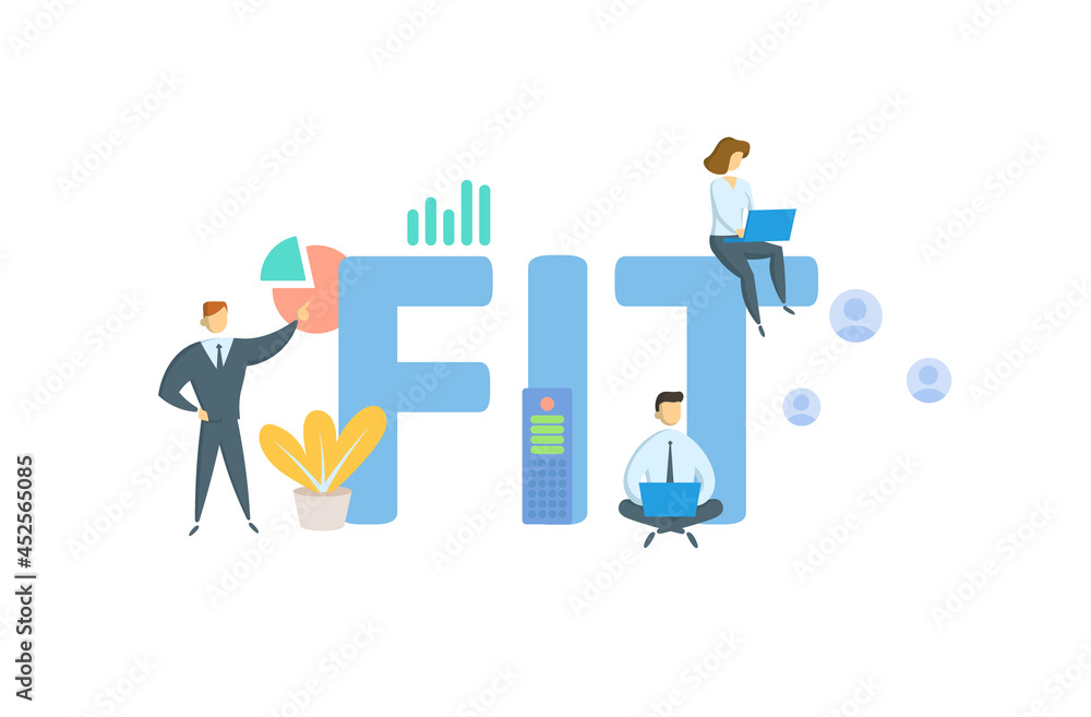 FIT, Federal Income Tax. Concept with keyword, people and icons. Flat vector illustration. Isolated on white.