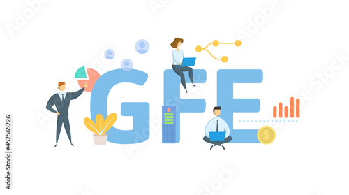 GFE, Good Faith Estimate. Concept with keyword, people and icons. Flat vector illustration. Isolated on white.