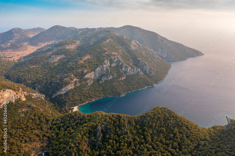 aerial view of cleopatra hammam bay in fethiye