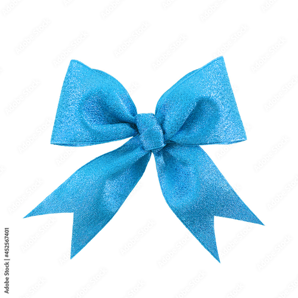 Beautiful blue gift bow, isolated on white Beautiful blue gift bow, isolated on white